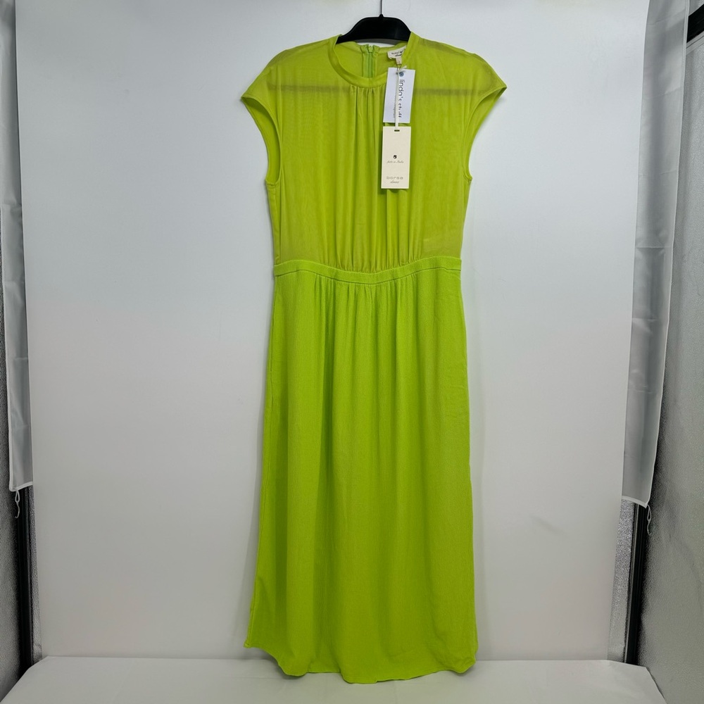 Borsa Donna Womens Stella Chiffon Crepe Sleeveless Midi A Line Dress Green IT 42